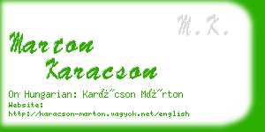marton karacson business card